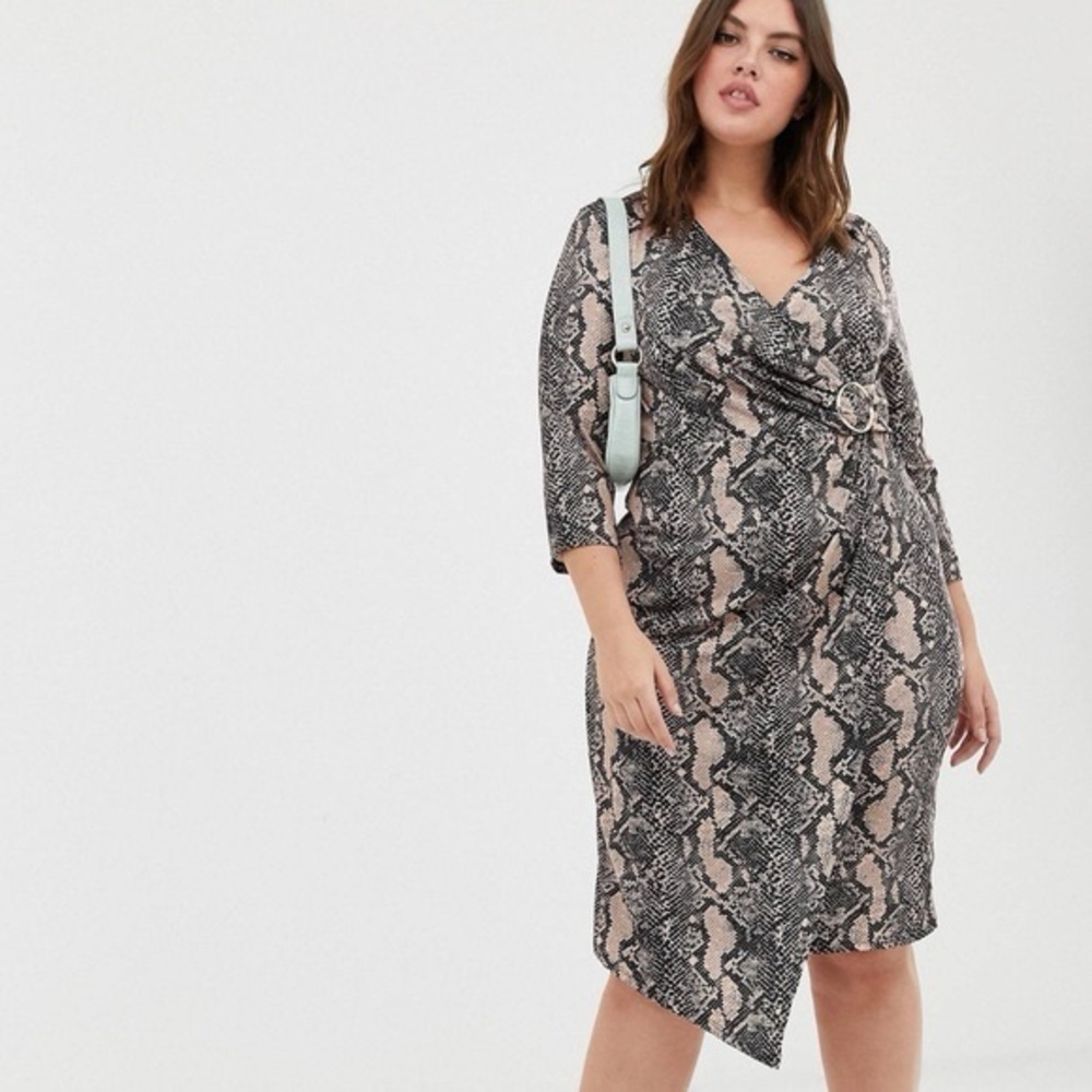 RIVER ISLAND | Snake Print Wrap Dress